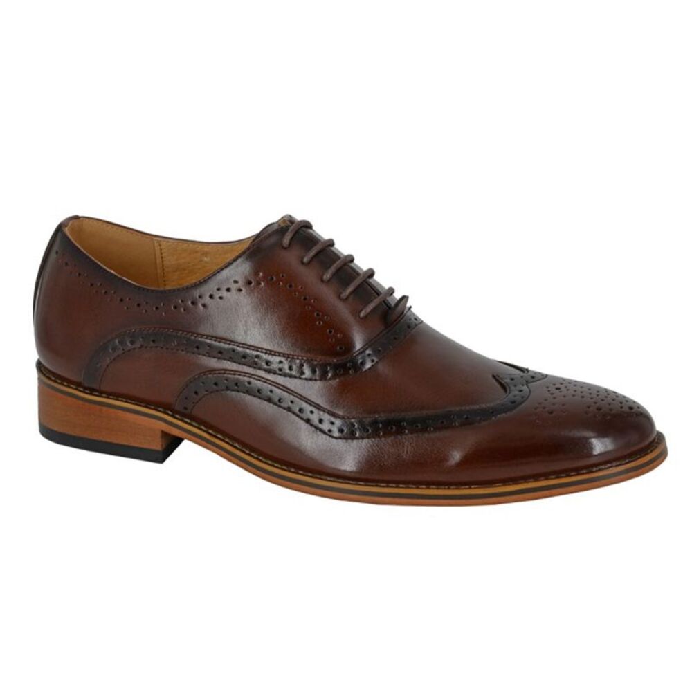 Goor Mens Lace up 5 Eyelet Brogue Oxford Formal Dress Shoes Sizes 7-13 3 Colors